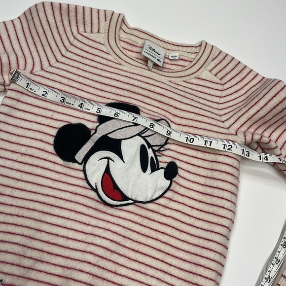 Lacoste x Disney Minnie Mouse Wool Red and White Striped Crew Neck Sweater 32/XS - Picture 8 of 12